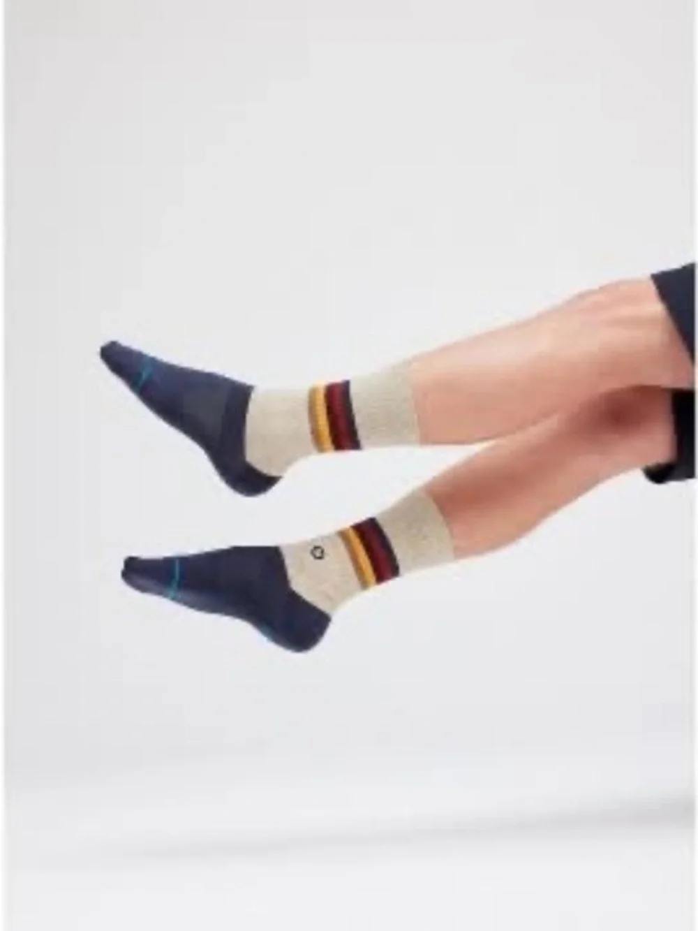 NWT Stance Unisex Casual Striped Turntable Crew Socks SZ L Navy Blue/Rust 2 pack